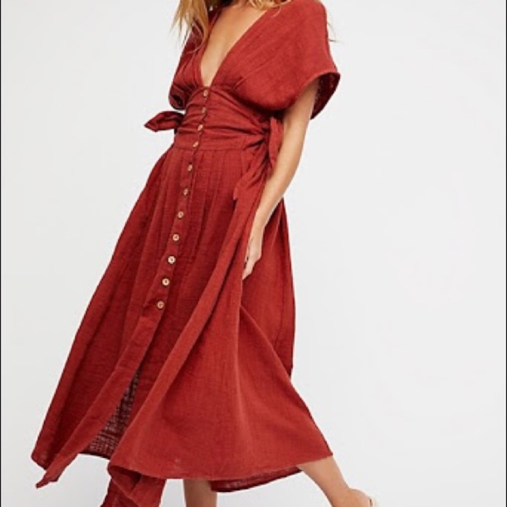 Free People Jacinta Midi Dress in Red